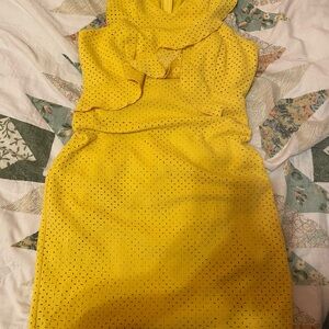 Guess Yellow Eyelet Midi Dress